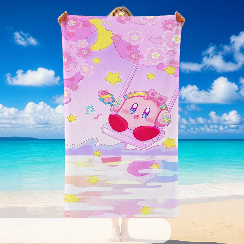 Quick Dry Beach Towel Kirby Pattern, Lightweight Absorbent Towel for Pool Beach Vacation Use