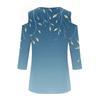Women's Casual Shirt Blouse Print V-neck Sexy Cold Shoulder 3/4 Sleeve Top