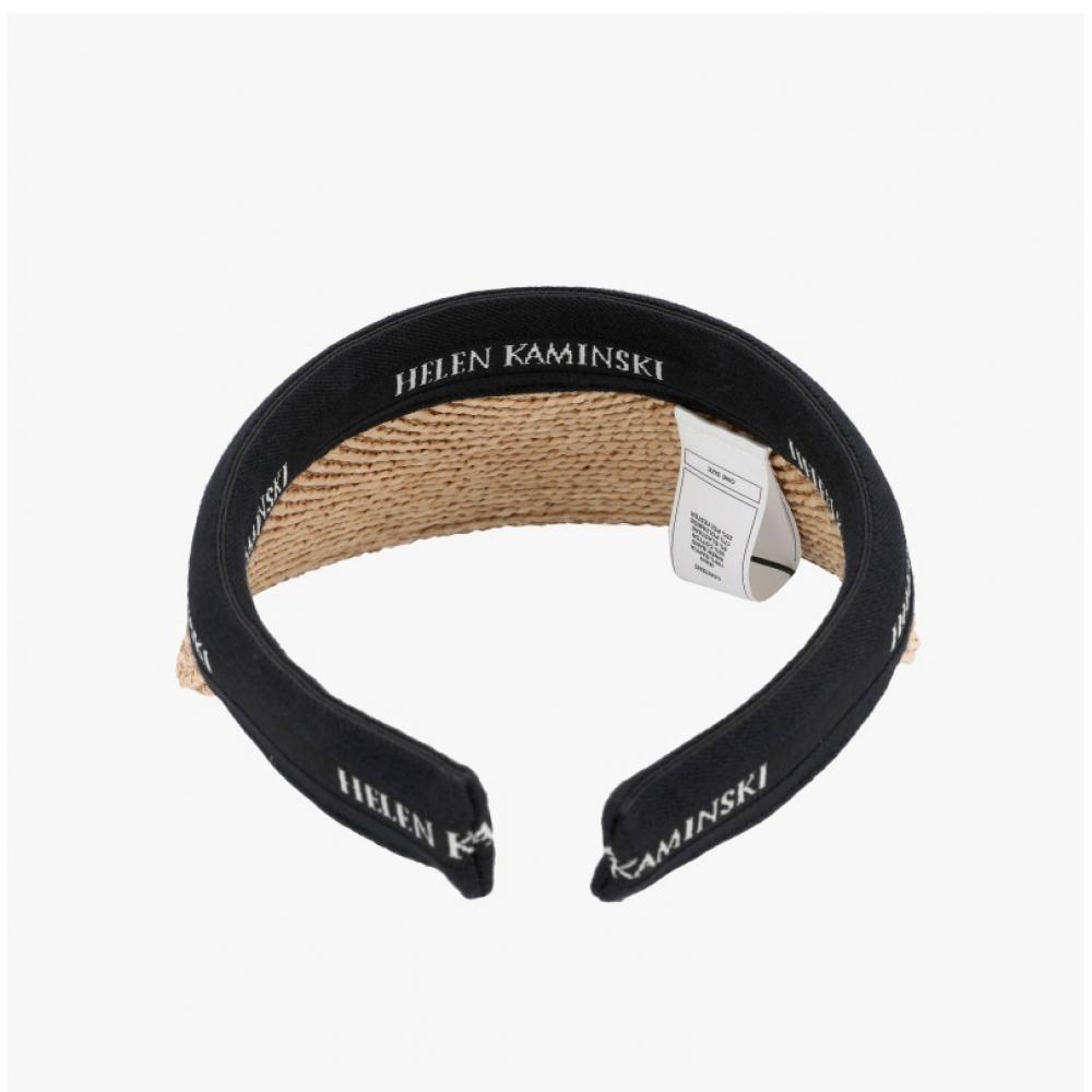 Helen Kaminski Bianca 8 Natural Black Logo Visor Sun Cap