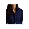 Polo Ralph Lauren Slim Fit Cotton Knit Oxford Long Sleeve Shirt Women shirts Navy-Blue 211924258-016