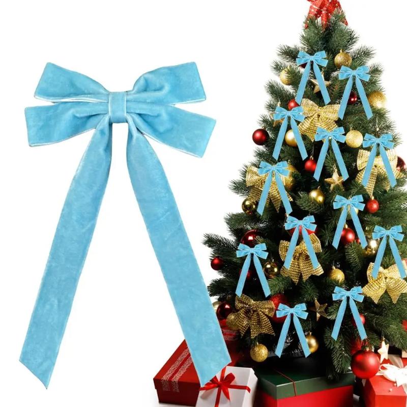 10 Buc Arcuri de Brad de Crăciun din Catifea Roșie - Arcuri Festive din Panglică pentru Coronițe de Sărbători, Decorațiuni și Artizanat Rustic Finisaj Lucios