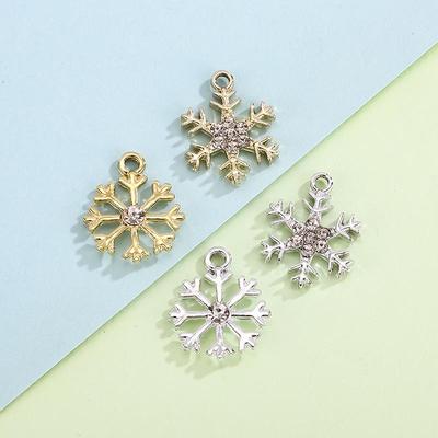 Snowflake Rhinestone Charm Pendant for DIY Jewelry: Christmas Alloy Accessory for Women’s Bracelets, Necklaces, and Earrings