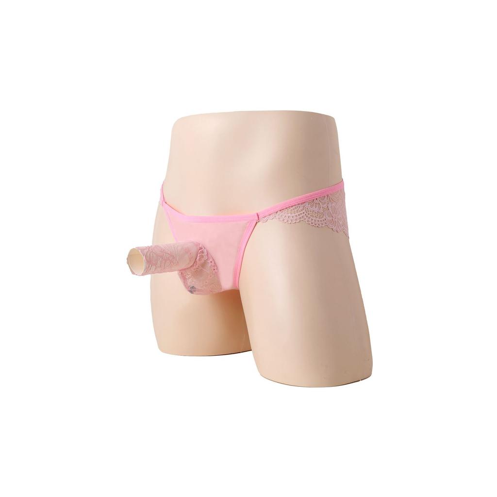 Men's sexy panties low-rise briefs, sexy lace full transparent panties, men's bed sexy flower panties