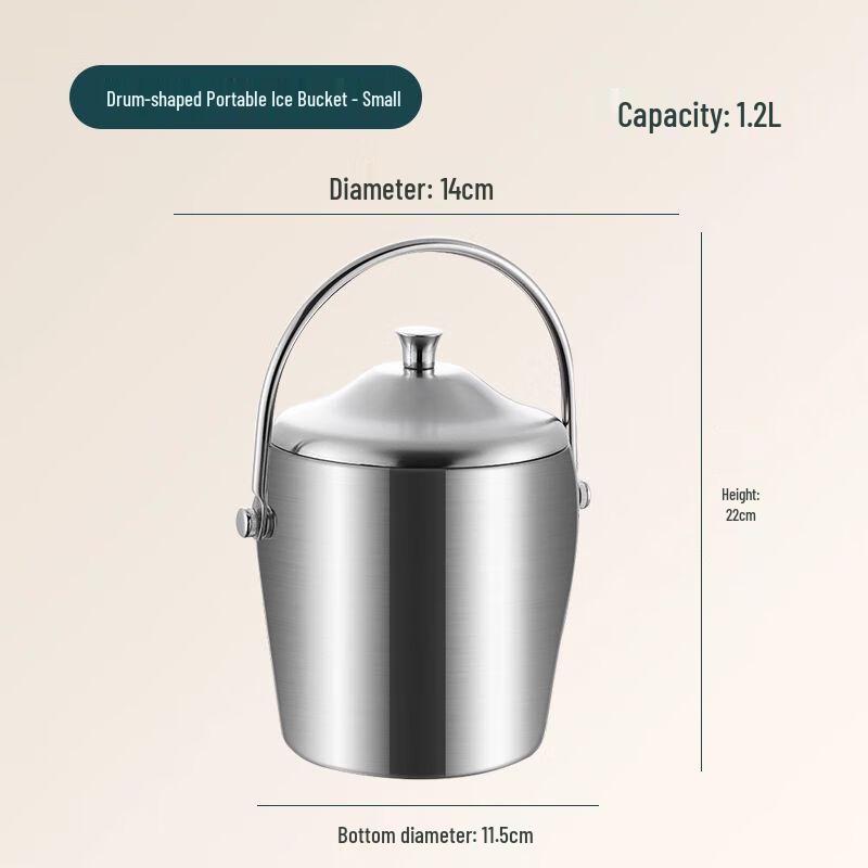 Double-Layer Stainless Steel Ice Bucket