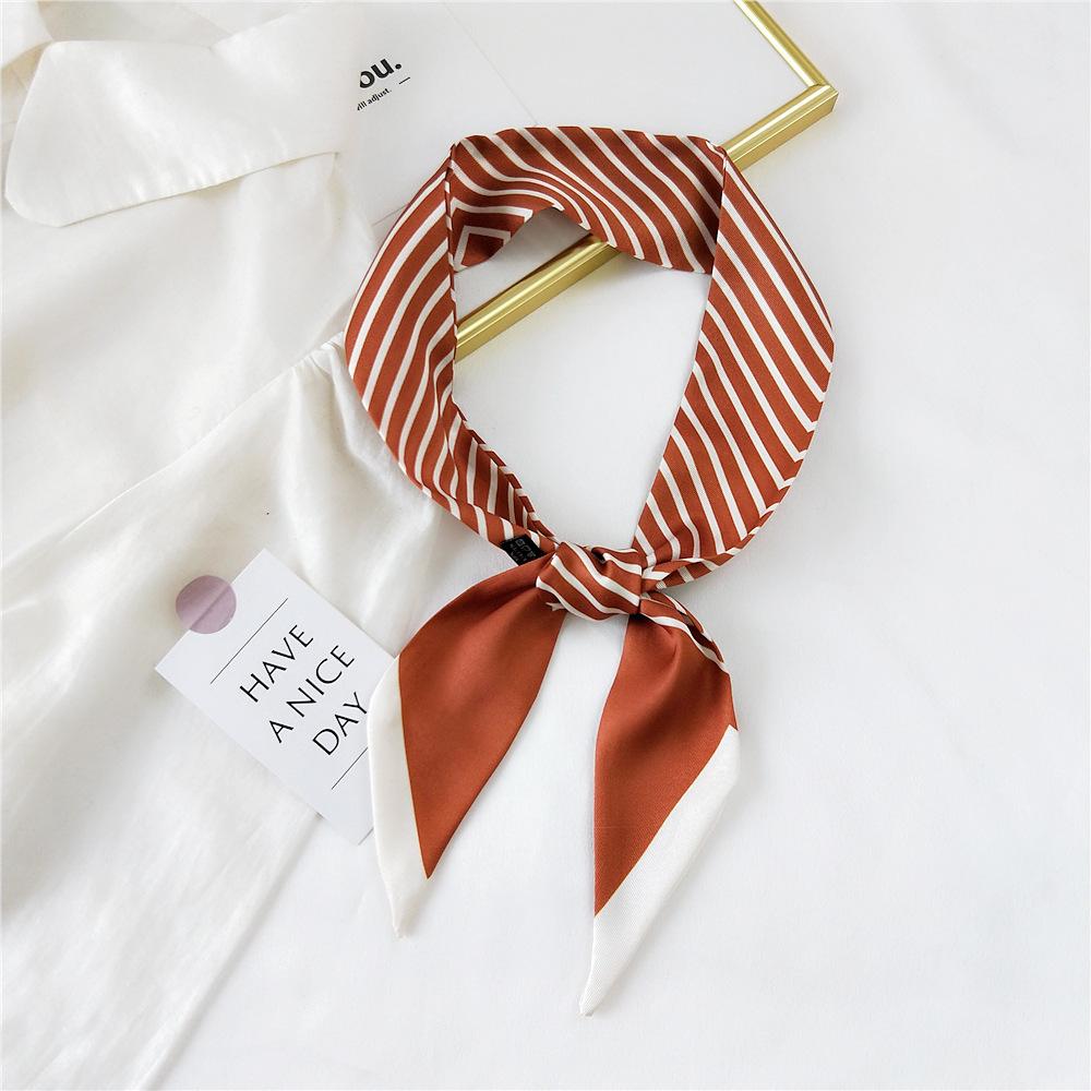 Decorative Simple Texture Silk Scarf Women'S New Style Spring And Autumn Summer Fashion Versatile Headscarf Work Scarf