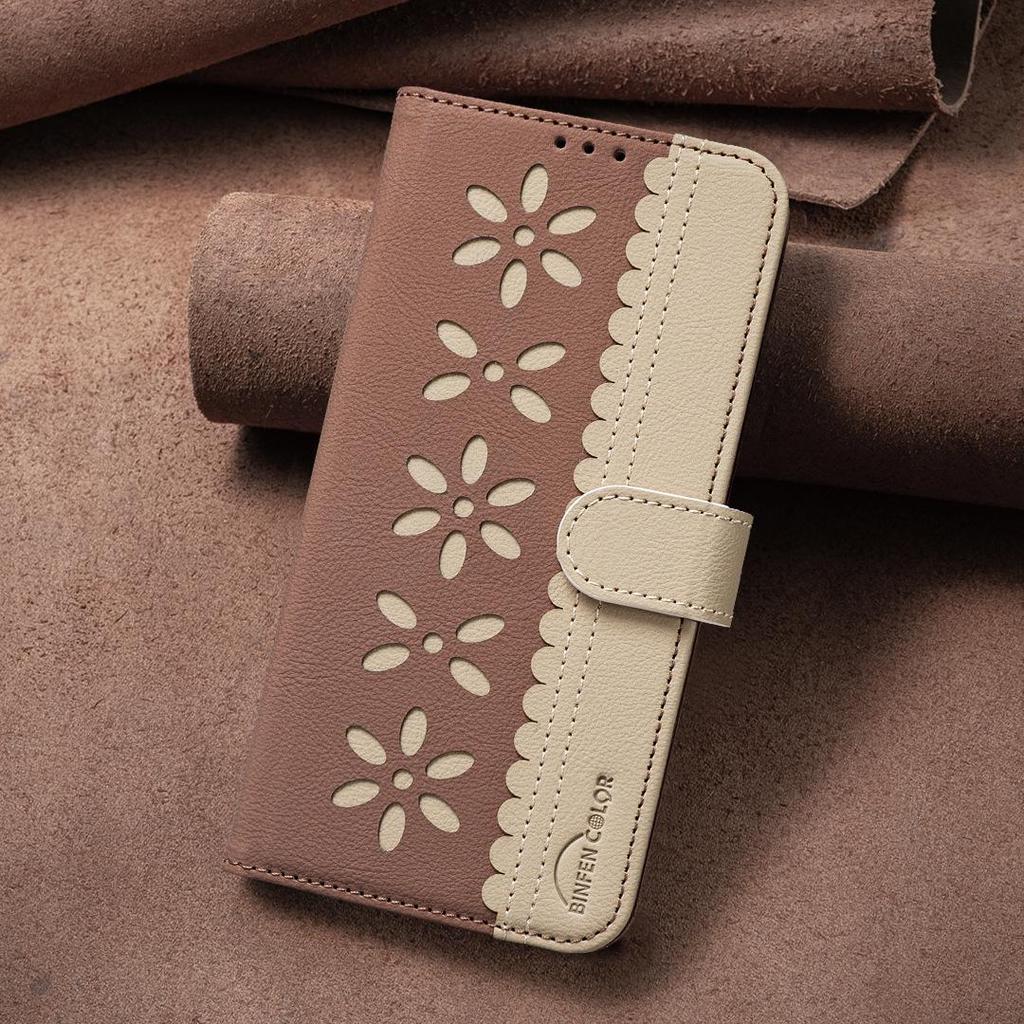 Colorblock Small Flower Leather Case with RFID for OPPO RENO 14F 5G & More (36 Models)