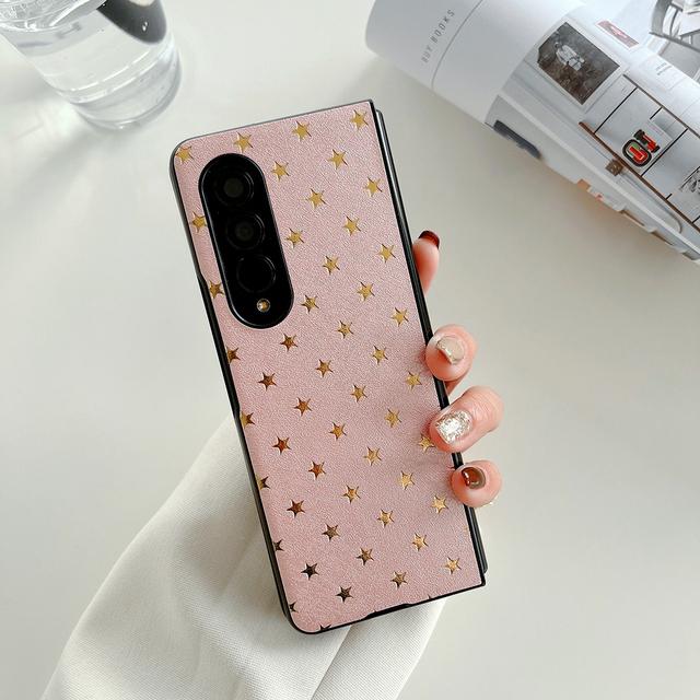 

Роскошный чехол для телефона из искусственной кожи с позолотой и звездами для Samsung Galaxy Z Fold 3, 5 г, жесткая задняя крышка из ПК для Z Fold3 For Samsung Z Fold 3