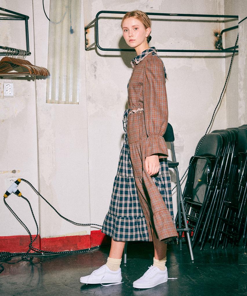 Near And Dear Granny Check Long Dress