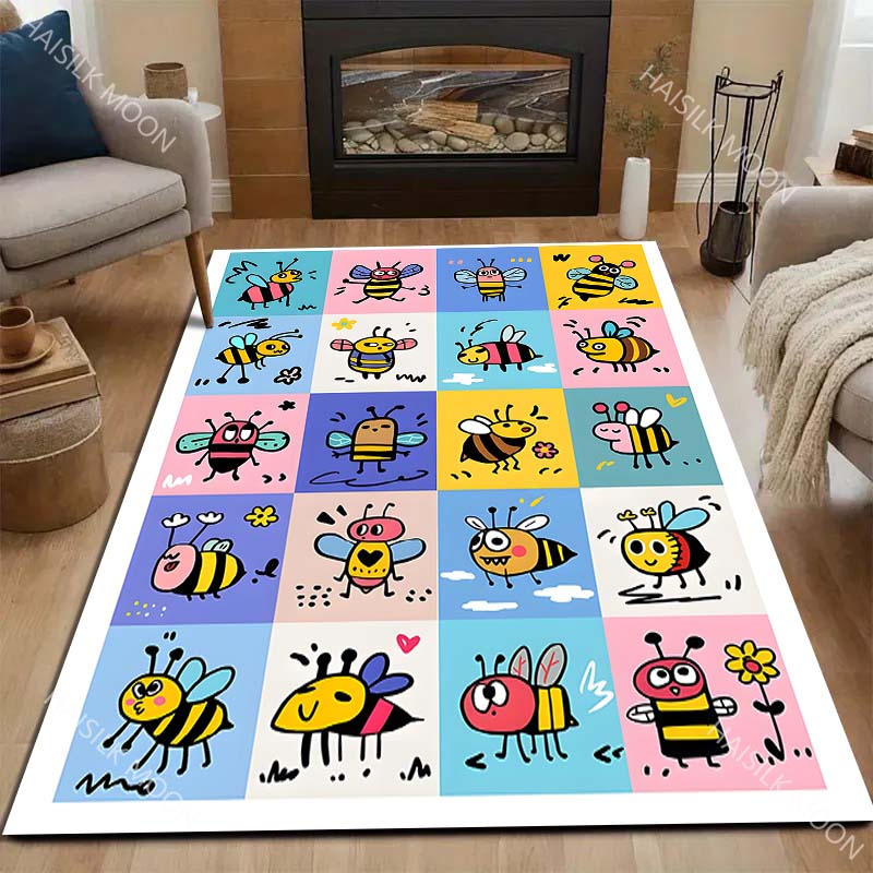Multiple sizes Cartoon Bees Collection Carpet for Living Room Bedroom Sofa Home Decor Rus Non-slip Floor Mat Luxury Gift