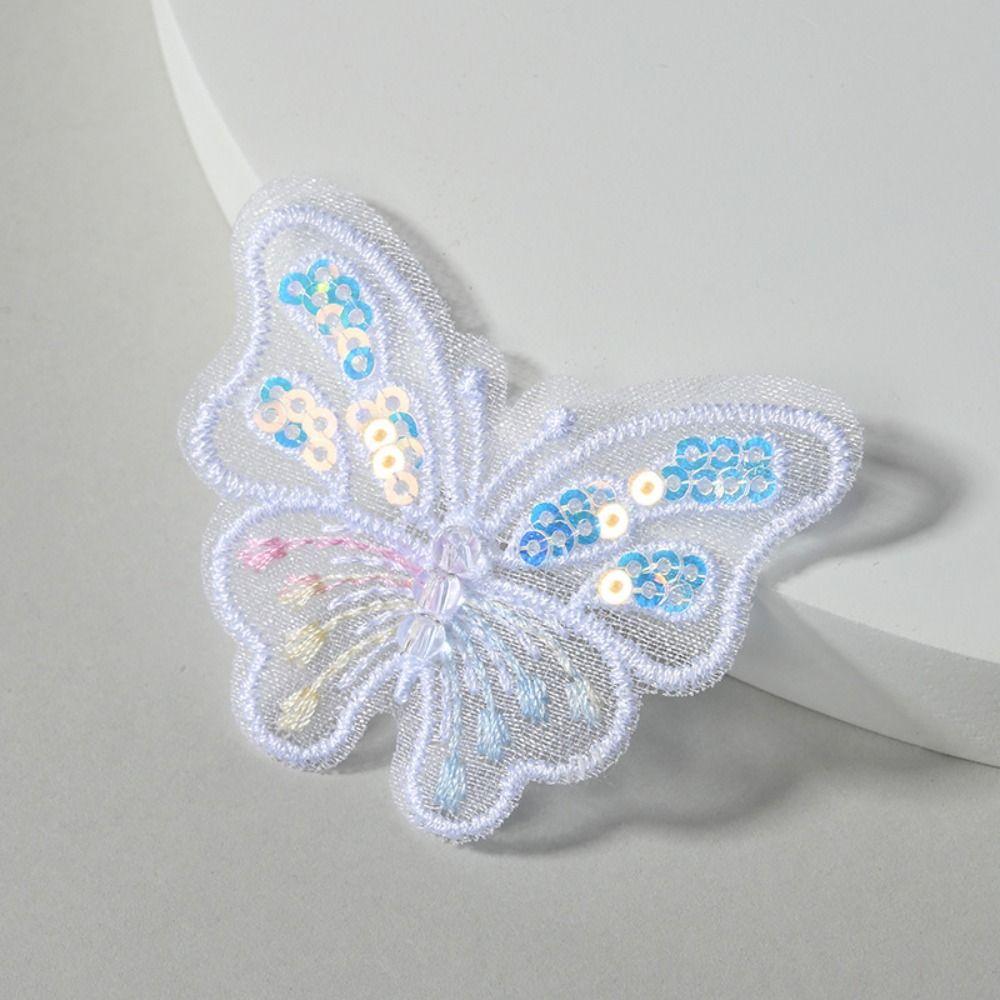 3D Sequins Butterfly Embroidered Patches Single Layer Clothes Sewing Patch  Bridal Hair Accessories