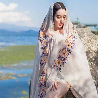 Thickened Women'S Travel Photography Shawl, Women'S Ethnic Style Scarf, Dual-Use Air-Conditioned Room Cloak