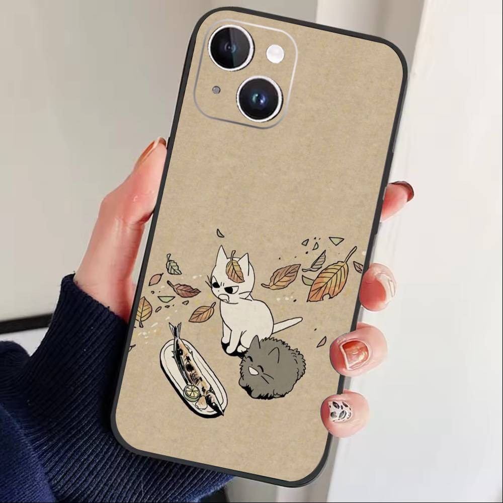 Cat Band Funny  Anime Phone Case For iPhone 16,15,14,13,12,17,Pro Max,Plus Silicone Black Case iPhone14ProMax