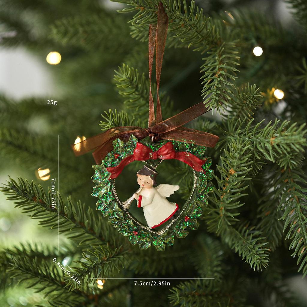 Retro-Style Elderly Boots, Snowman, & Bells Christmas Tree Hanging Decoration Resin Pendant Wreath