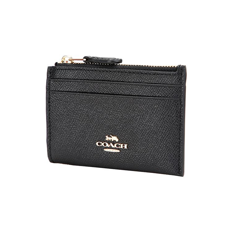 Coach Skinny 11 Logo Leather Card Holder Key Pouch Mini Women Accessories Black 88250-IMBLK