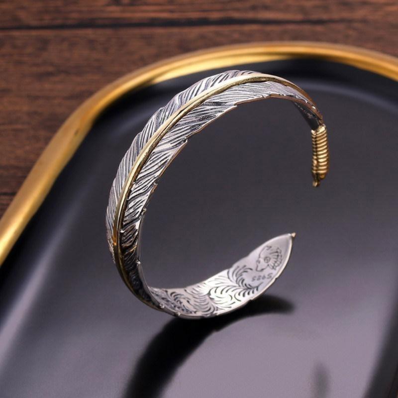 Ethnic Bohemian Style Feather Adjustable Open Bracelet Ethnic Cuff Bangle Handmade Jewelry Accessory For Women Men