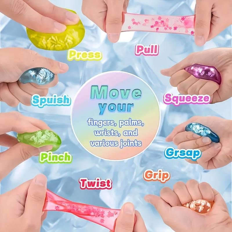 Colorful Squishy Fidget Toys 10pcs Relax Squishy Ice Cube Fidget Toys Soft Colorful Rubber Stress Balls  No Batteries Needed
