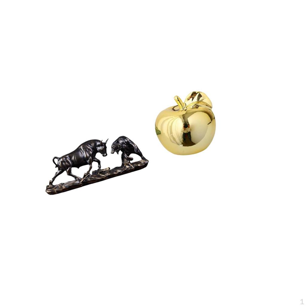Modern Feng Shui Animal Sculpture with Ceramic Fruit Figurine Collection for Desk Office Restaurant