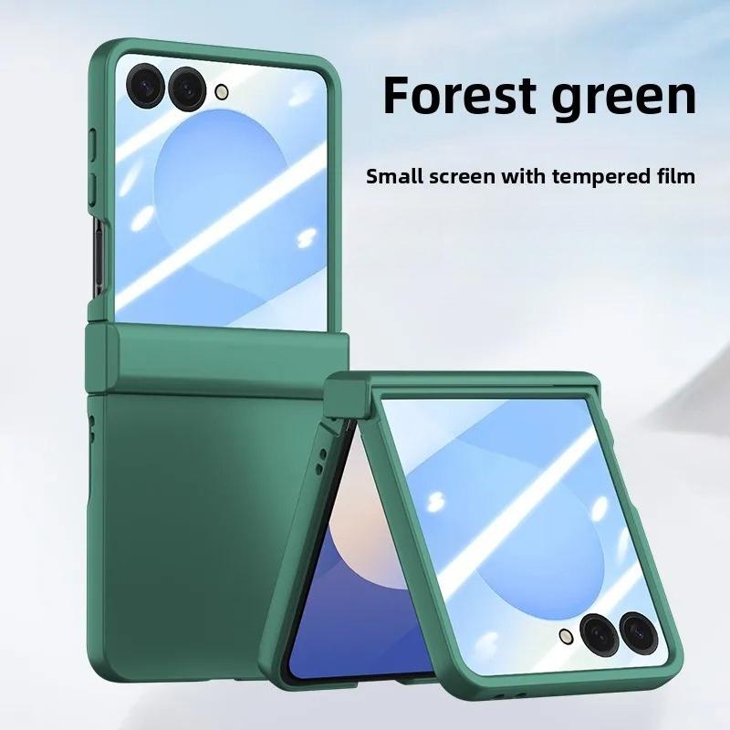 Fashion Candy Color Skin Feel Matte Hinge Protect Case for Samsung Galaxy Z Flip 8 7 6 5 4 3 Tempered Glass Film Anti-drop Cover