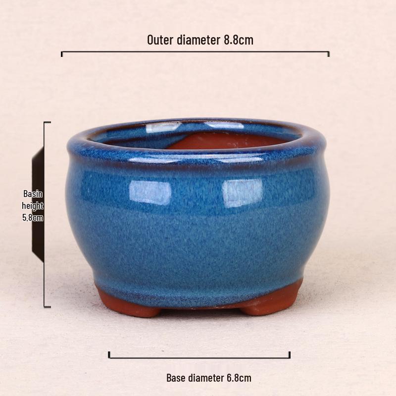 Ceramic Miniature Hand-Shaped Purple Clay Succulent Pot with Blue Glaze - Small Flower Pot for Balcony Seedlings