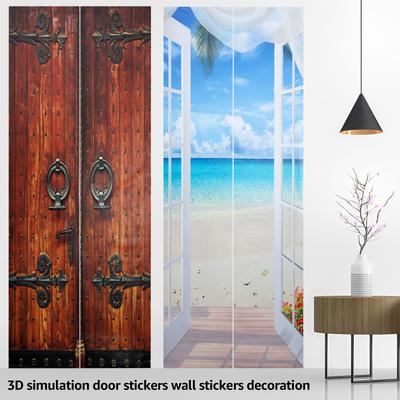 Door Mural Sticker Easy To Use Door Decor Sticker Waterproof Door Poster Dust Proof Door Wallpaper Removable Vinyl Door