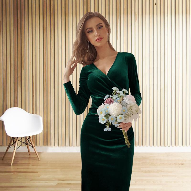 Dámský sexy balíček s výstřihem do V boková sukně štíhlé elegantní šaty mořské panny večerní šaty ženy