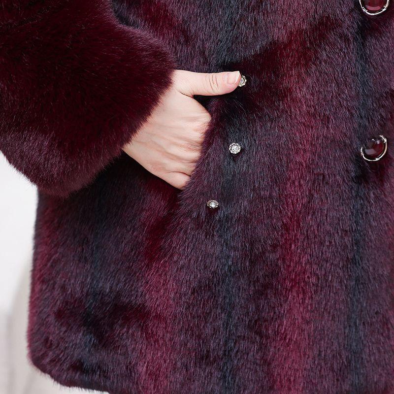 Premium Thick Warm Winter Coat for Elderly Women Gold Mink Plush Fleece Lined Jacket for Grandma and Mom