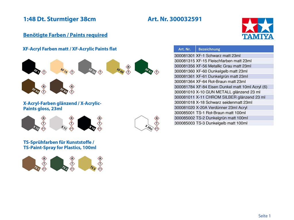 Tamiya Military Miniature Series Germany 38cm Assault Mortar Storm Tiger Plastic Model 32591 1/48 No.91