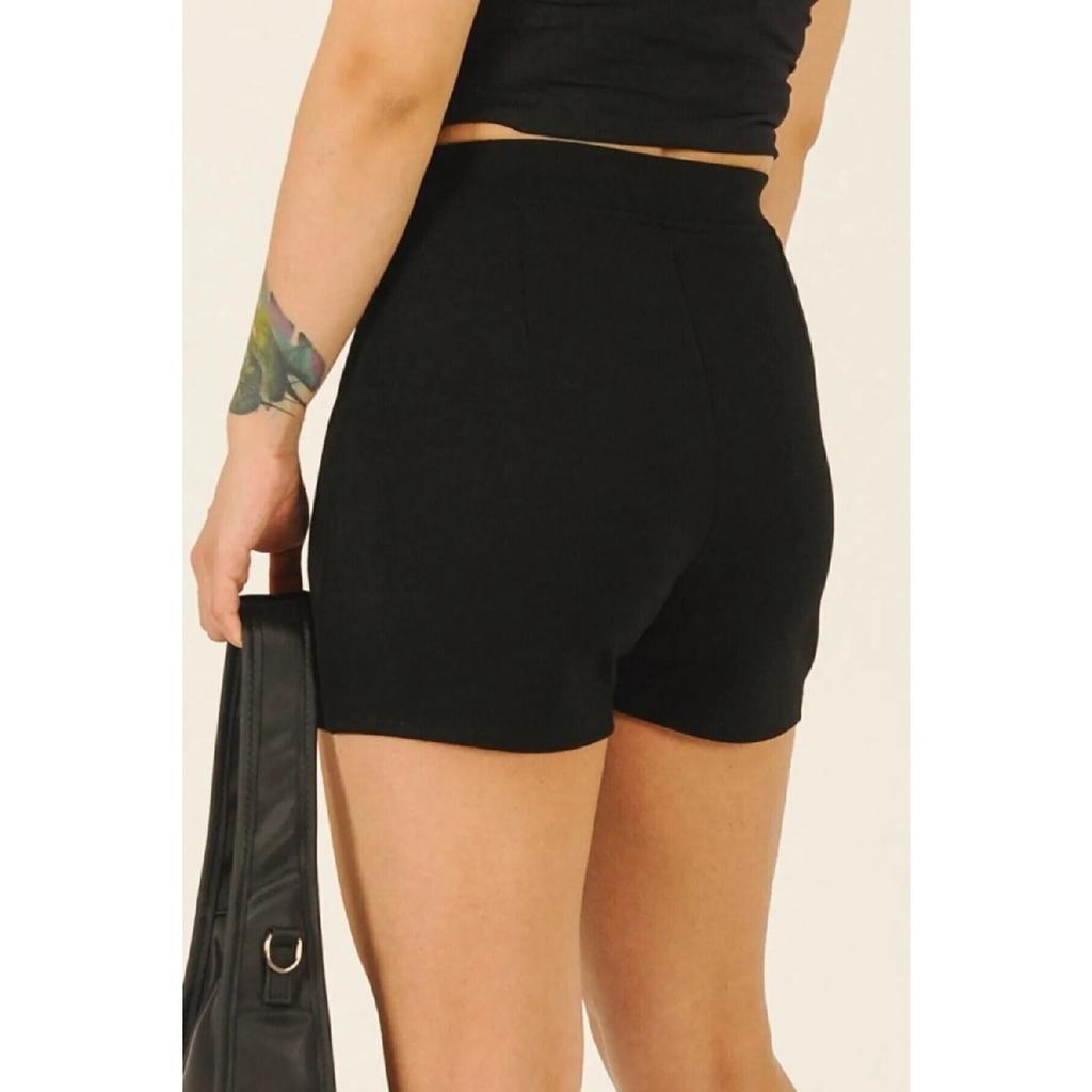 Černé mini šortky s rozparkem Sukně Ocel Knitted Lycra
