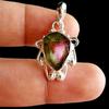 Natürlicher Wassermelonen-Turmalin Edelstein 925 Sterlingsilber Seltener Anhänger, Geschenk024