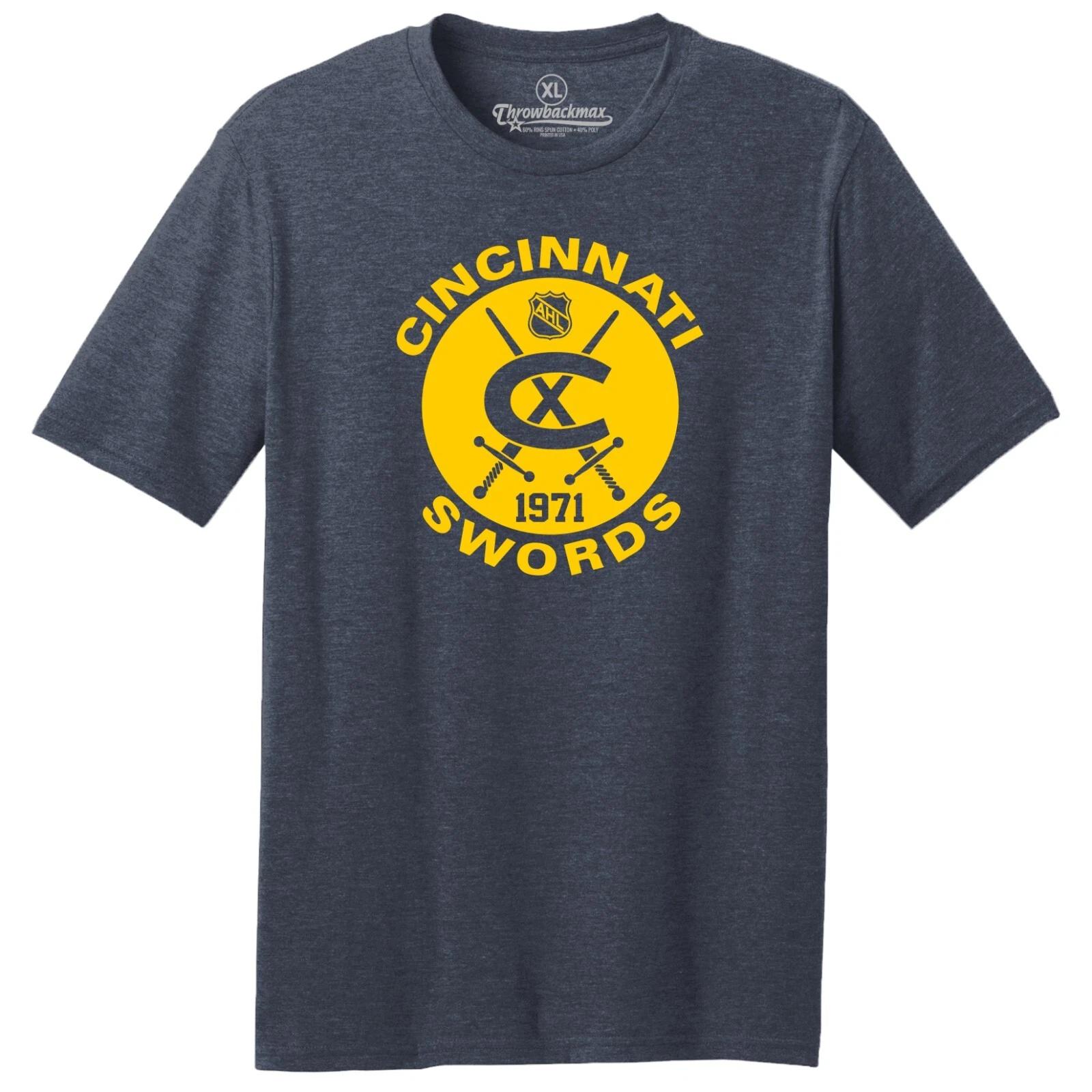 Cincinnati Swords 1971 AHL Hockey TRI-BLEND Tee Shirt - Columbus Blue Jackets 3XL