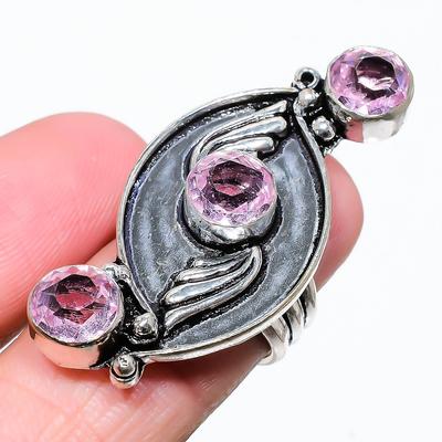 Pink Kunzite Gemstone 925 Sterling Silver Jewelry Ring Size 7 J2I78