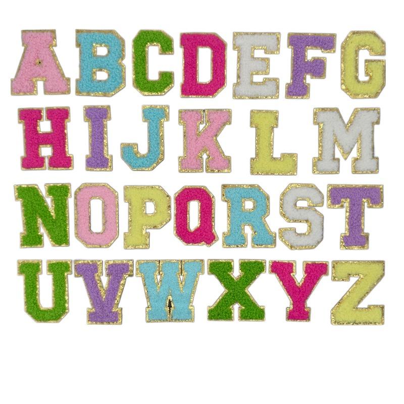 26pcs A~Z English Letter Clothes Stickers Patch Stickers Towel Embroidered Fabric Applique Alphabet DIY Clothes Tape on Clothes