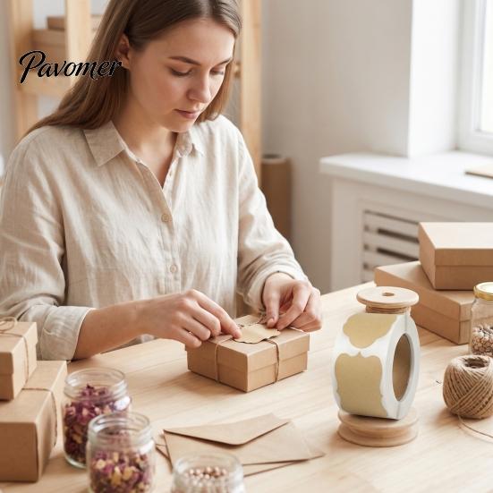 Blank Gift Tags for Packaging Label Stickers, Self‑Adhesive Tag Stickers 250 Labels Per Roll, Assorted Mailing Small Business Shapes Jars, Bottles,