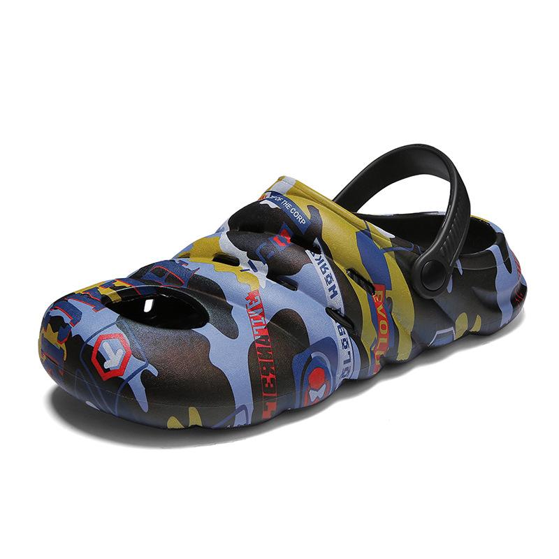 Men'S Large-Size Bag Head Slippers, Wear Non-Slip Graffiti Camouflage Hole Shoes, Step On Shit Sports Beach Sandals