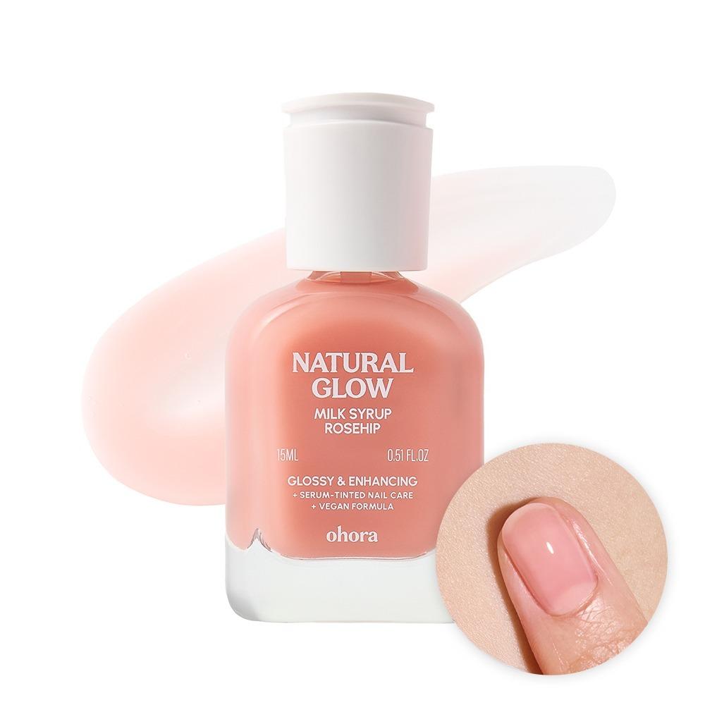 [ohora] Syrup Nail Strengthener 15ml (10 Colors) - Professional Nail Hardener with Translucent Syrup Tint ROSEHIP