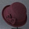 Warm Winter Cozy Cotton Fisherman Cap, Vintage Retro Style Women's Knitted Hat with Bow, Mom Hat, Beanie - Holiday Gift
