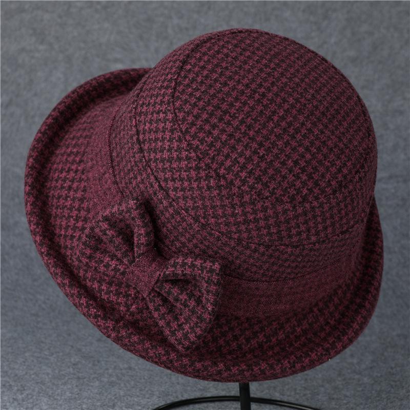 Warm Winter Cozy Cotton Fisherman Cap, Vintage Retro Style Women's Knitted Hat with Bow, Mom Hat, Beanie - Holiday Gift