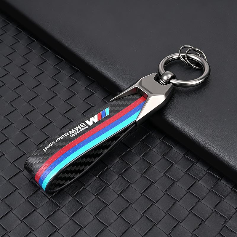 1Pcs Metal/Leather Keychain Hand-Woven Key Rope Key Ring Auto Emblem Accessories For BMW E90 E87 F30 E60 F01 F02 G20 X1 X3 X4 X5 rvsh75