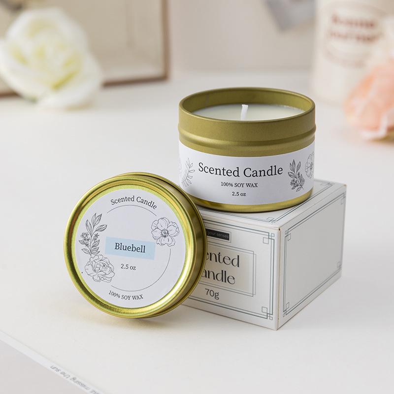 Soy Wax Scented Candle in Gold Tin - Smokeless Aromatherapy Gift Box