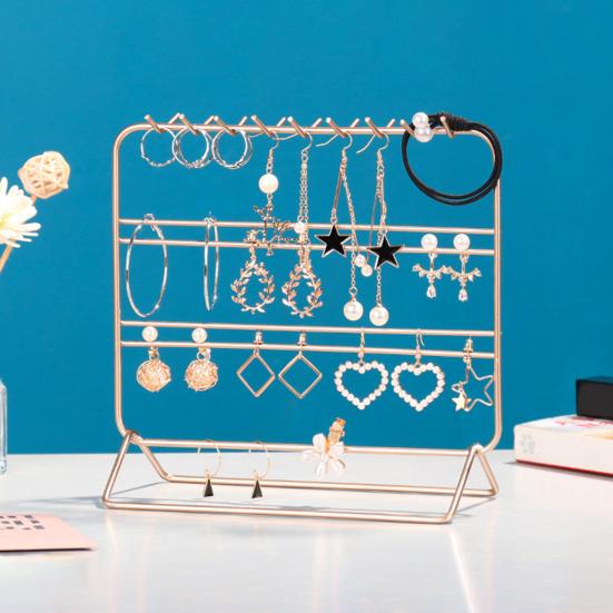 

Подставка для ювелирных изделий, многофункциональная металлическая креативная стойка для хранения серег со встроенным дизайном для дома чёрный