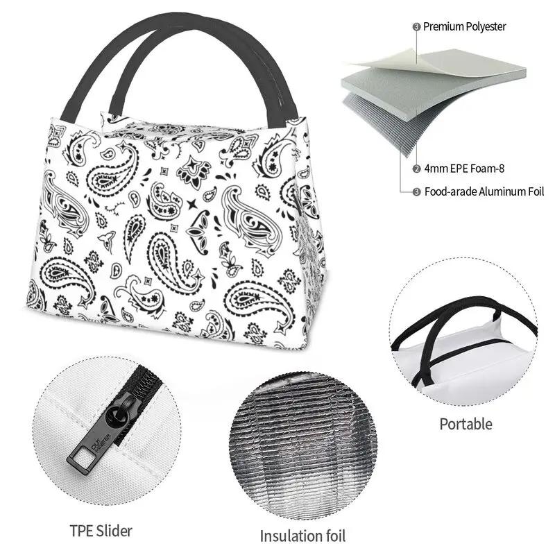 Custom Bohemian Style Bandanna Paisley Floral Print Lunch Bag Men Thermal Cooler Insulated Lunch Boxes for Picnic Camping