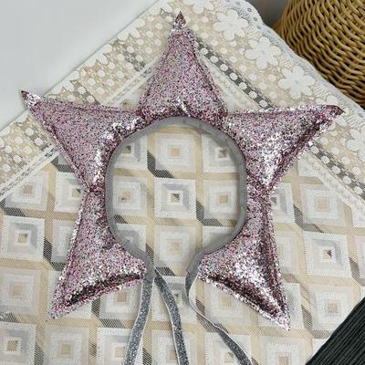 Elegant Star Headband Photography Props Sparkling Soft Glitter Hat Children Size Adjustable Star Shows Props Girls Events