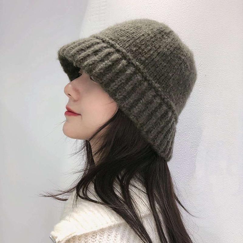 Maillard Autumn and Winter Hat Women's Korean Version Versatile Woolen Fisherman Hat Korea Dongdaemun Same Style Warm Knitted Hat