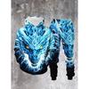 Men's 3D  Dragon Print Hoodie& Sweatpants Set- Casual, Stylish Polyester Outfit for Spring/Fall, PLUS SIZE