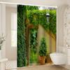 Charming Garden Entrance Bath Curtain - Green Vines & Lantern, Waterproof Home Decor Adds Rustic Charm To Your Bathroom