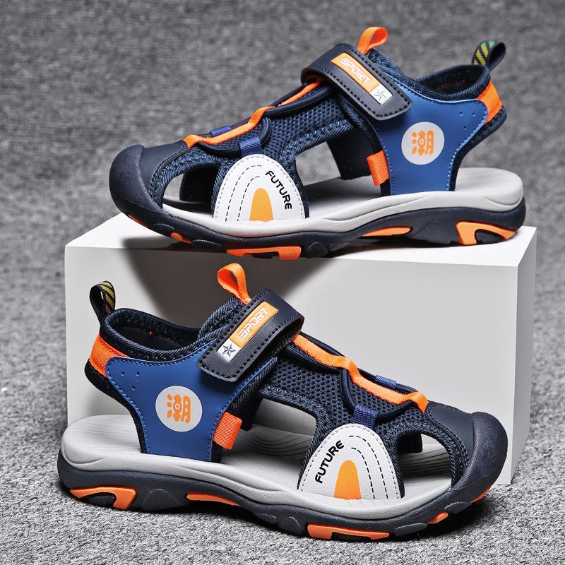 

Мальчиковые сандалии 2025 лето новые детские нескользящие с мягкой подошвой детские с закрытым носком пляжные туфли для девочек функциональная обувь 39