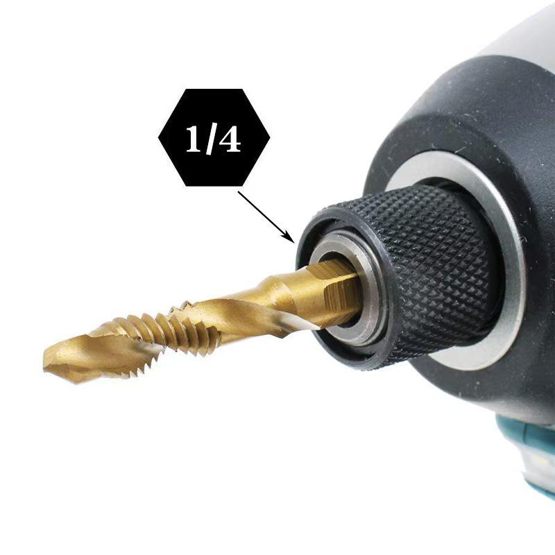 Titanium-Plated High-Speed Steel Hex Shank Spiral Taper Drill Tap