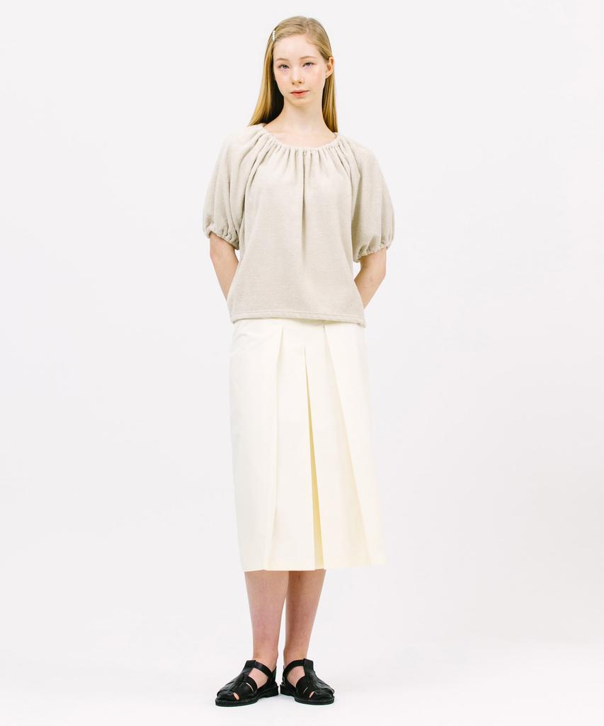 JUN BY JUN K Three-Tuck A-Line Skirt_Lemon Butter