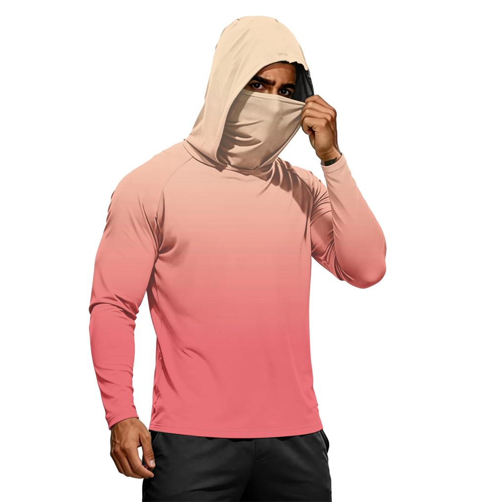 Herren Sommer Langarm Hoodie UPF50+ Sonnenschutz Schnelltrocknend Fitness Sportshirt Leicht Atmungsaktiv Outdoor Activewear