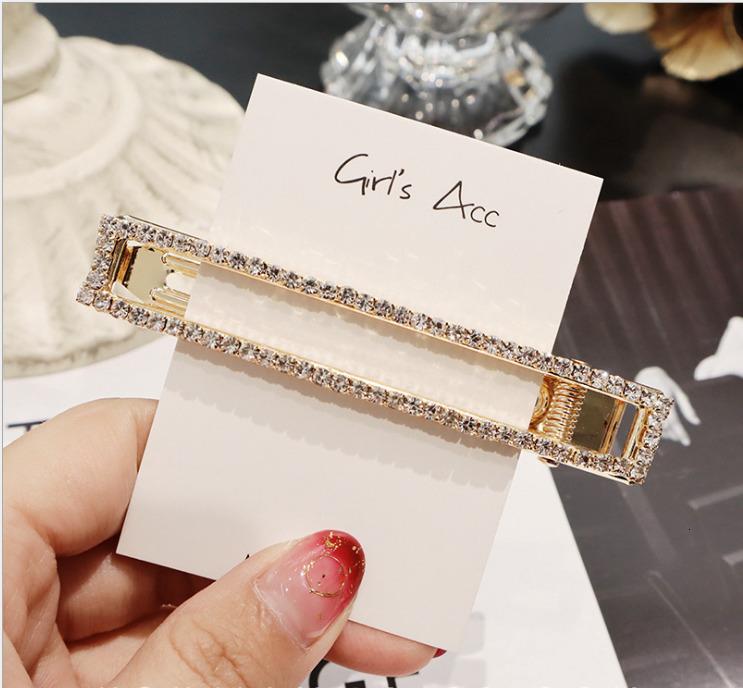 Luxury Full Crystal Pearl Hair Clips Pins Fashion Geometric Waterdrop Rectangle Duckbill Clip For Women Girls Hair Accessories